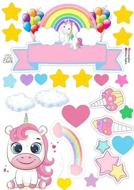 Bellos Toppers de Unicornio para Imprimir Gratis.