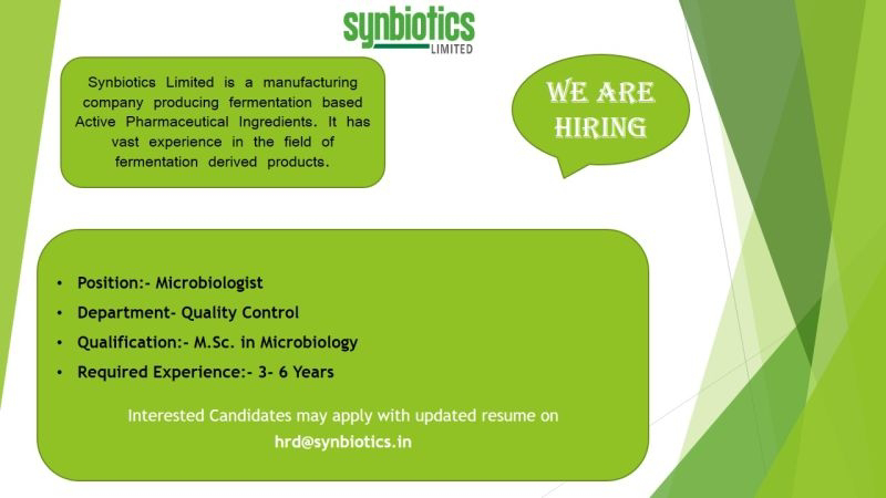 Job Availables, Synbiotics Ltd Job Vacancy For Quality Control Department