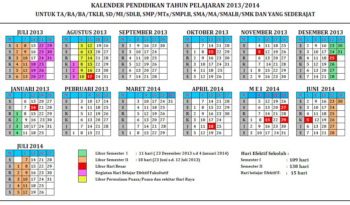 Kalender Pendidikan Tahun Pelajaran 2013-2014 ~ Info Surabaya