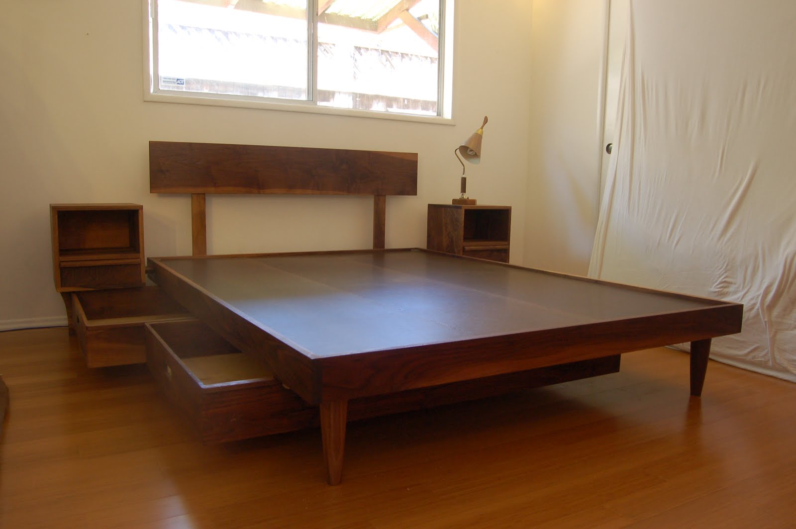 Furniture by Pete: Walnut Storage Bed with Attached Night ...