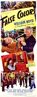 FALSE COLORS. Insert: 36 x 91 cms. Estados Unidos. False Colors. 1943. Estados Unidos. Dirección: George Archainbaud. Reparto: William Boyd, Andy Clyde, Jimmy Rogers, Douglass Dumbrille, Tom Seidel, Claudia Drake, Robert Mitchum, Glenn Strange, Pierce Lyden, Roy Barcroft.