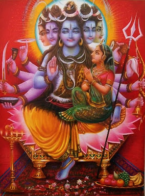 five face panchanana shiva with Parvati in lap