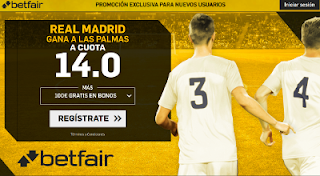 betfair supercuota victoria del Real Madrid a Las Palmas 5 noviembre