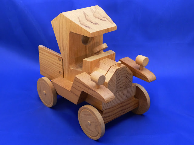 Right Front - Handmade Wooden Toy Truck - Norm Marshall Model T Pickup Truck - Version 2