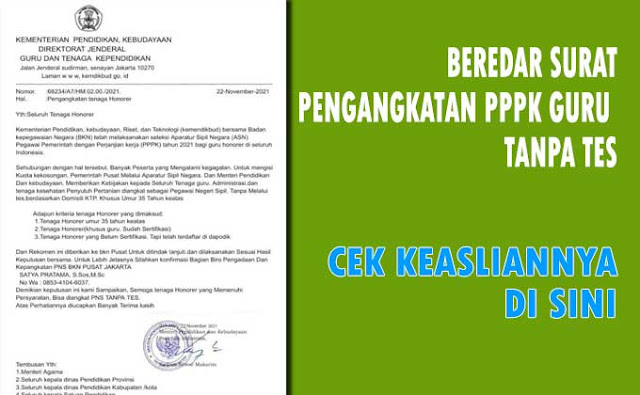 Surat Pengangkatan PPPK Guru tanpa Tes