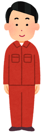 赤の作業着を着た人のイラスト（男性）