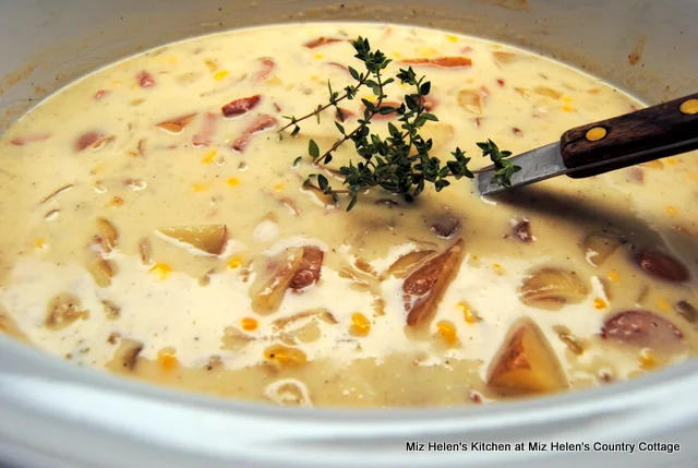 Country Corn, Potato and Sausage Chowder at Miz Helen's Country Cottage