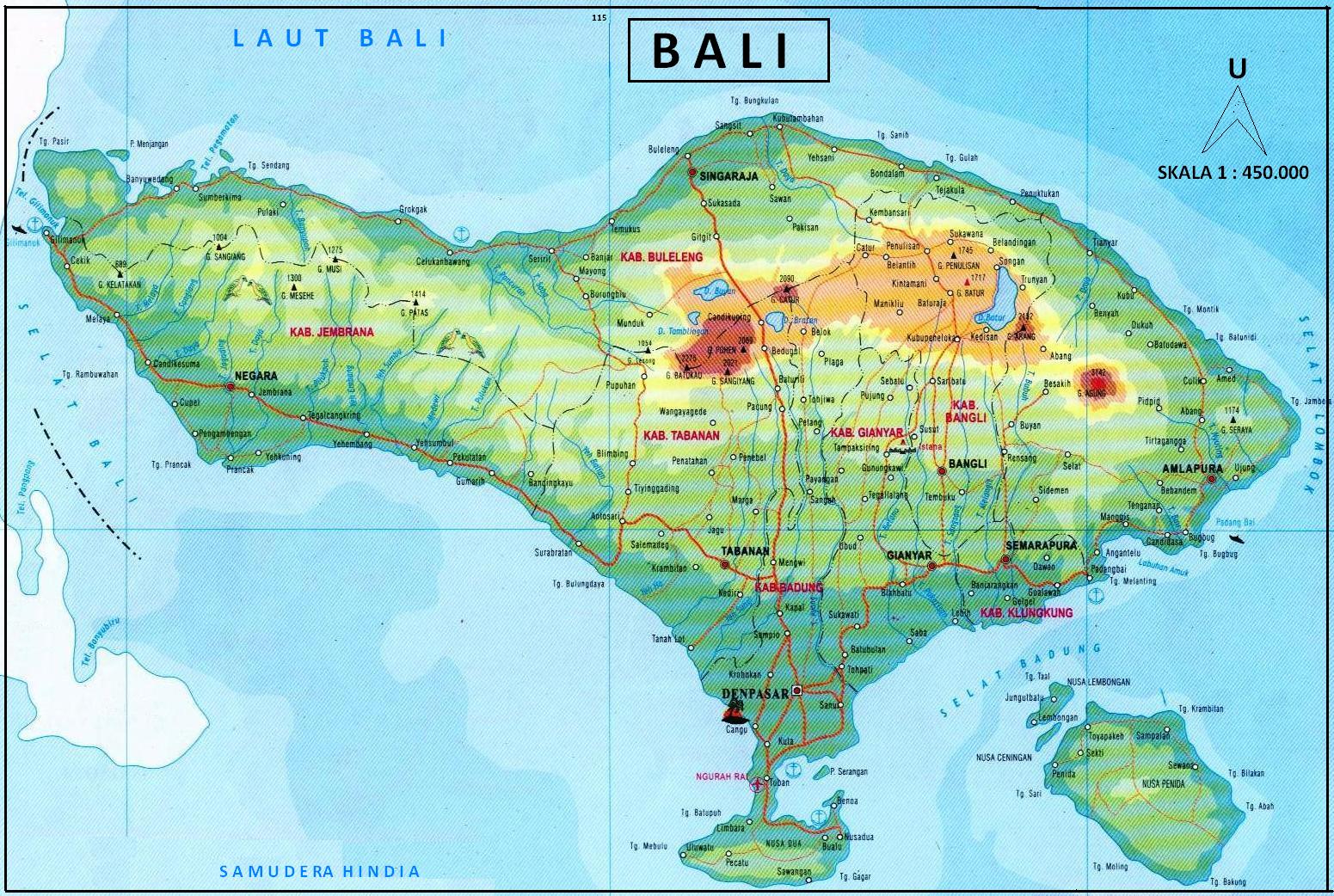  PETA  BALI  GEOGRAFI REGIONAL INDONESIA