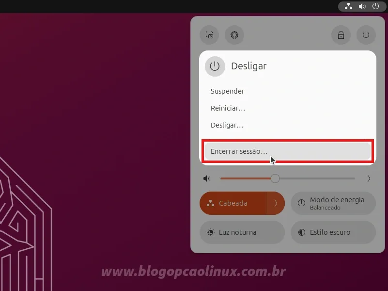 Como encerrar a sessão no Ubuntu / GNOME Shell