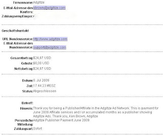 Adgitze payment proof June 2009