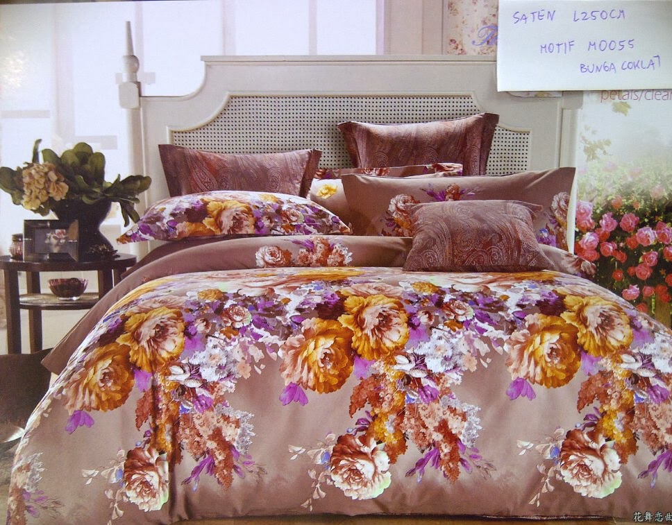 Sprei Jepang Coklat Motif Bunga