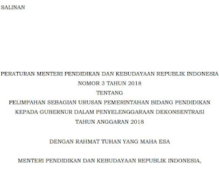 Permendikbud Nomor 3 Tahun 2018