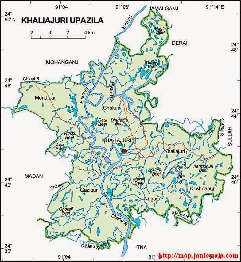 khaliajuri upazila map of bangladesh