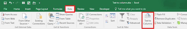 Text to Columns Option in the Ribbon in Excel