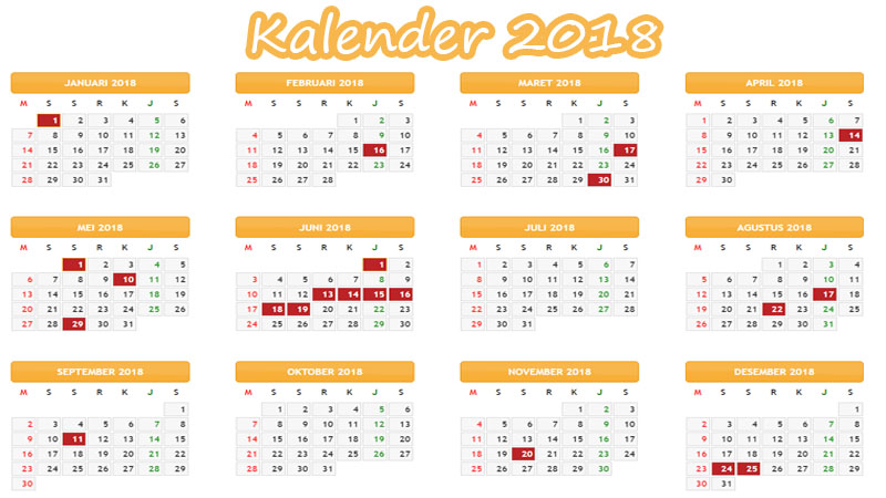 Hari Libur Nasional dan Cuti Bersama pada Kalender 2018