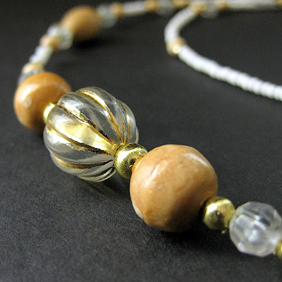 Fully Beaded White Eyeglass Chain - Golden Pine