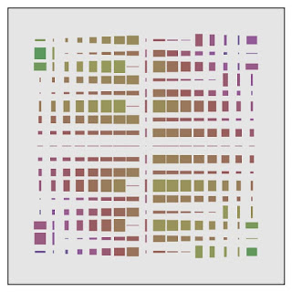 A generative art with small colored rectangles pattern.