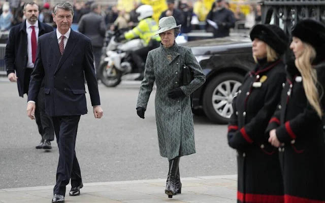 Princess of Wales wore a jacquard peplum jacket and jacquard midi skirt by Erdem. The Duke and Duchess of Edinburgh