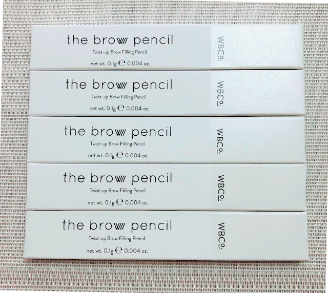 Brow Pencils West Barn Co - packaging  de face des 5 teintes