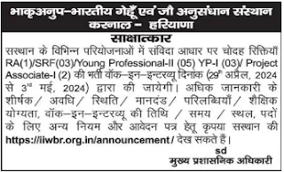 ICAR-IIWBR Recruitment 2024