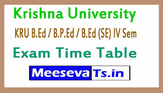 Krishna University KRU B.Ed / B.P.Ed / B.Ed (SE) IV Sem Exam Time Table 2017 