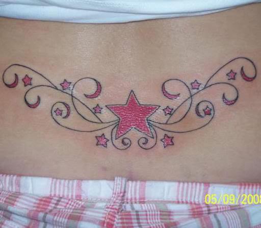 temporary airbrush tattoo lower back blue hearts sexy girl wuth design Pink 
