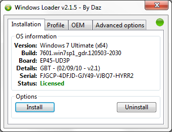 Windows Loader v2.1.5 by Daz