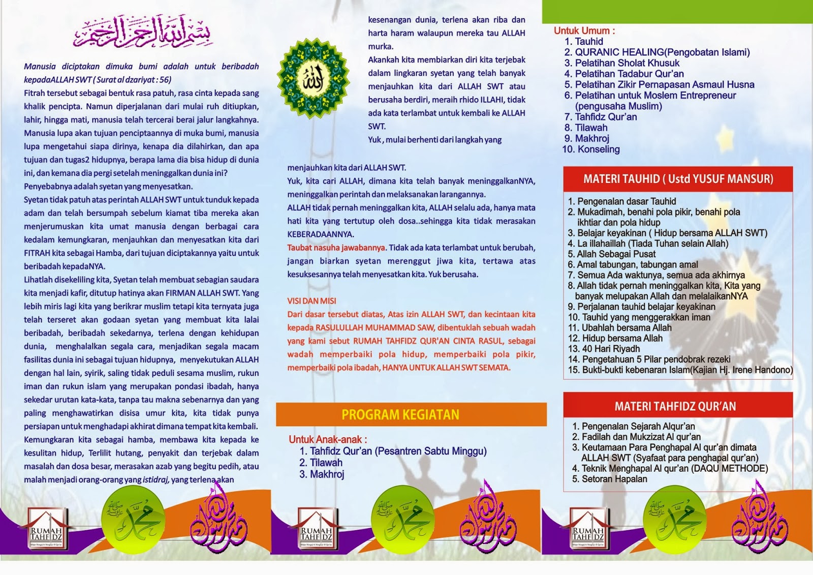 RUMAH TAHVIDZ QUR'AN CINTA RASUL: PROGRAM-PROGRAM UNGGULAN 