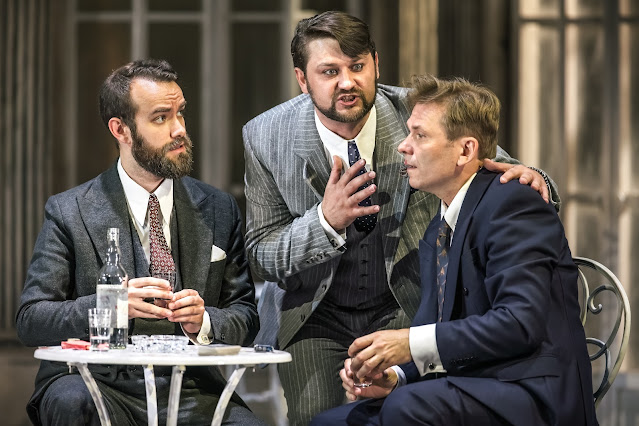 Tchaikovsky: The Queen of Spades - Edwin Kaye(Surin), Andrei Kymach (Tomsky), Alexey Dolgov(Chekalinsky) - The Grange Festival (Photo: Craig Fuller)