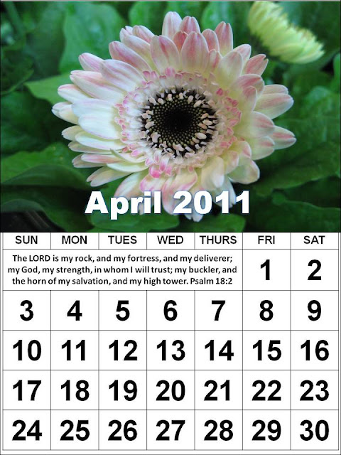 monthly calendar 2011. Christian April 2011 Calendar