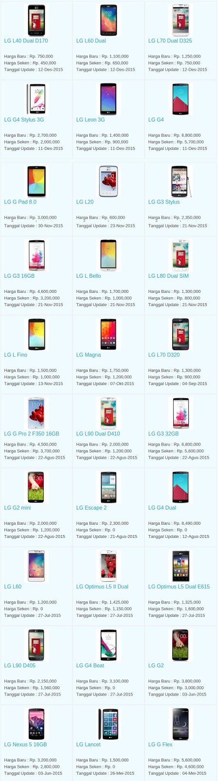 Daftar Harga Hp LG Januari 2016 Daftar Harga Hp LG Januari 2016