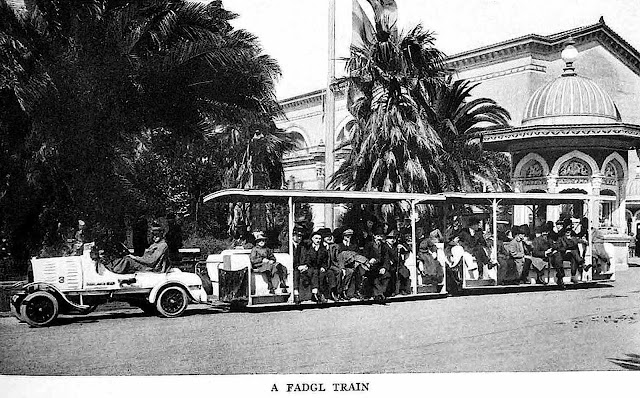 1915 pan pacific expo, Fageol Motors Fadgl train photograph