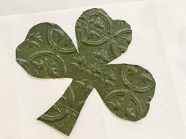 green painted shamrock from tin ceiling tile