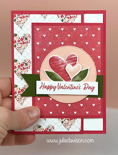Stampin' Up! Country Bouquet Valentine Double Flap Card + Video Tutorial #stampinup www.juliedavison.com