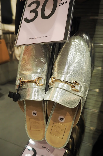  Miss Selfridge Metallic backless mules