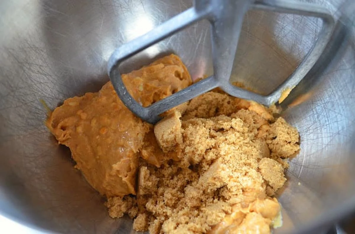 Peanut Butter and Brown Sugar in mixing bowl.