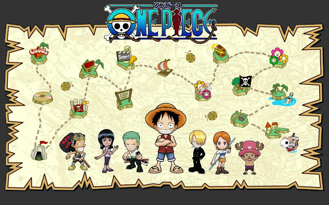 Cute Mugiwara Pirate and its map-One piece Wallpaper