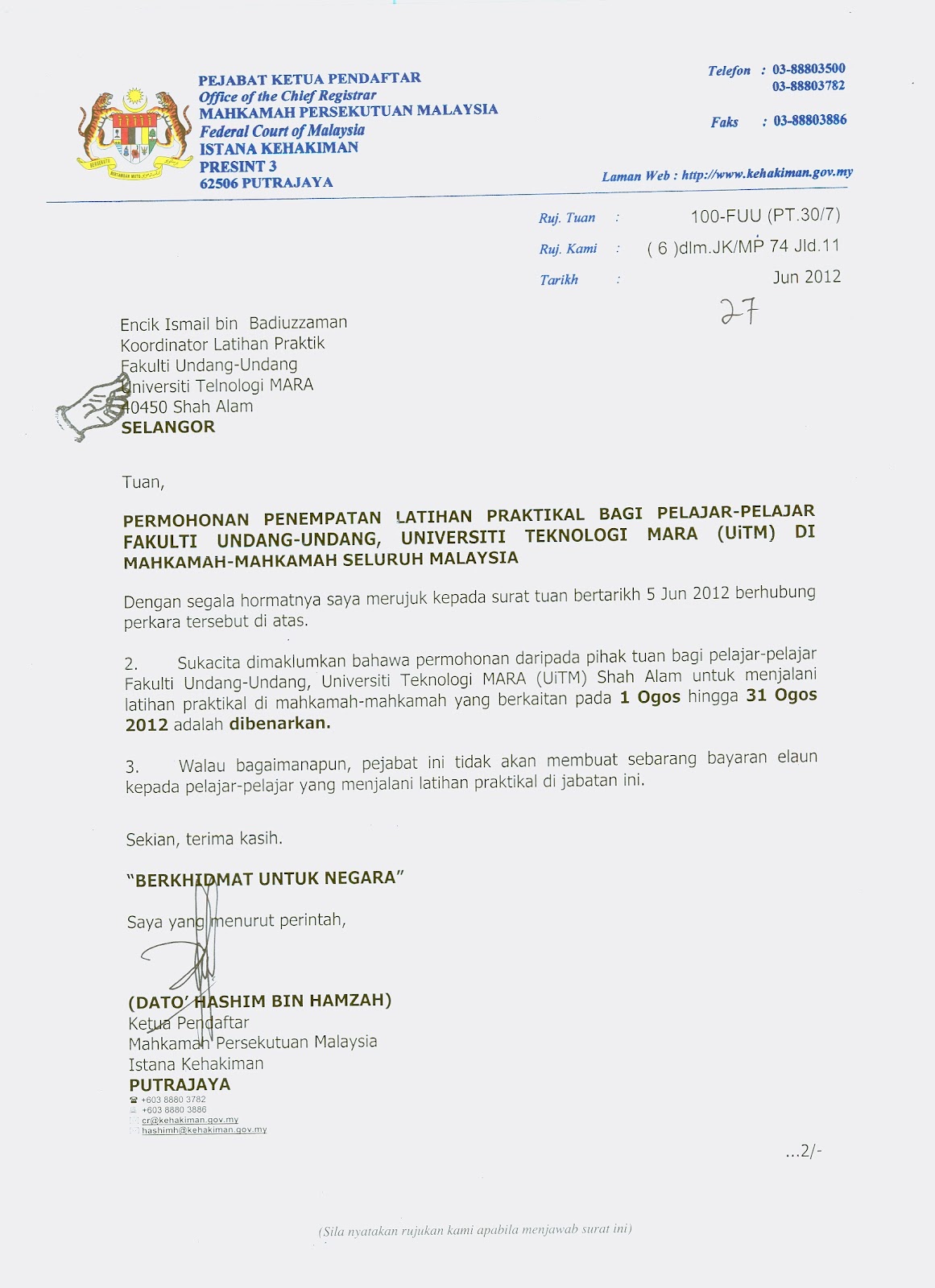 Contoh Surat Pengesaha Bujang