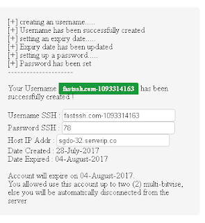 Acoount Premium SSH Server Singapura Do 32