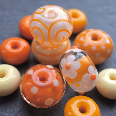 Handmade lampwork glass beads by Laura Sparling