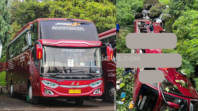 Bus Melaju Tanpa Sopir Masuk Jurang di Guci Tegal