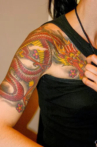 Ho*t Dragon Tattoos For Girls Pop Tattoo ,Tattoos Dragon Arms