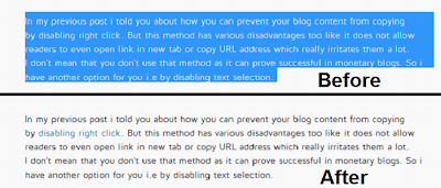 Disable Selection In Blogger