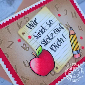 Sunny Studio Stamps: Phoebe Alphabet Stamps School Time Frilly Frame Dies School Themed Card by Vanessa Menhorn