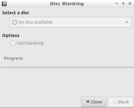 Brasero disk blanking operation