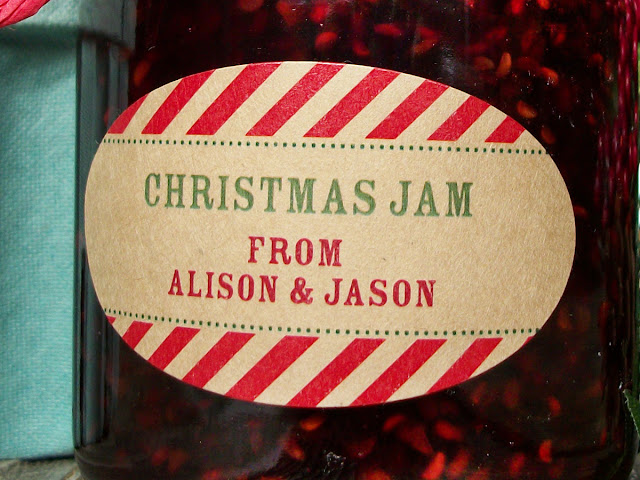 Custom Kraft Candy Cane Christmas Oval Canning Jar Labels