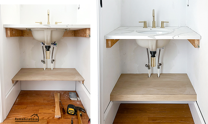 powder room vanity installation