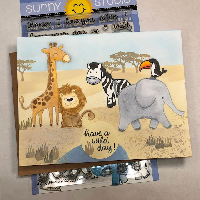 Sunny Studio Stamps: Savanna Safari Customer Card by Joan Kinnischtzke