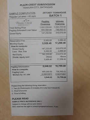 plain crest subdivision in tanauan opening price