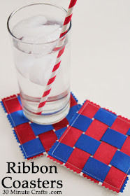 Patriotic Ribbon Coasters | 20 Crafts for the 4th of July - Independence Day DIYs | directorjewels.com